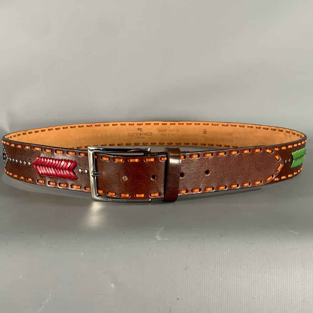 ETRO Brown Orange Leather Belt